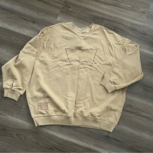 LEVIS RED Khaki Color Embroidered Pull Over Sweater Men Sz Large NWT Unisex